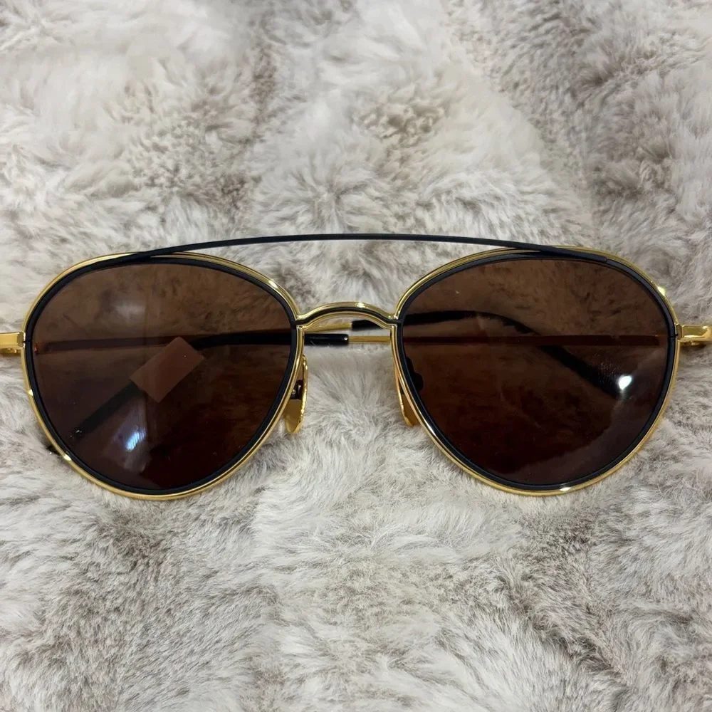 Thom Browne Oval Sunglasses TB109 CTGLDNVY Gold/Black 53mm. Unisex